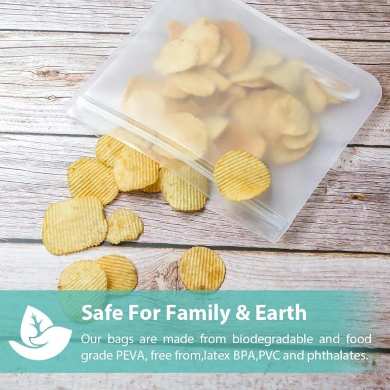 10Pcs Silicone Food Storage Bag Leakproof Reusable Stand Up Zip Shut Bag Cup Fresh Bag Food Storage Bag Fresh Wrap Silicone Bag