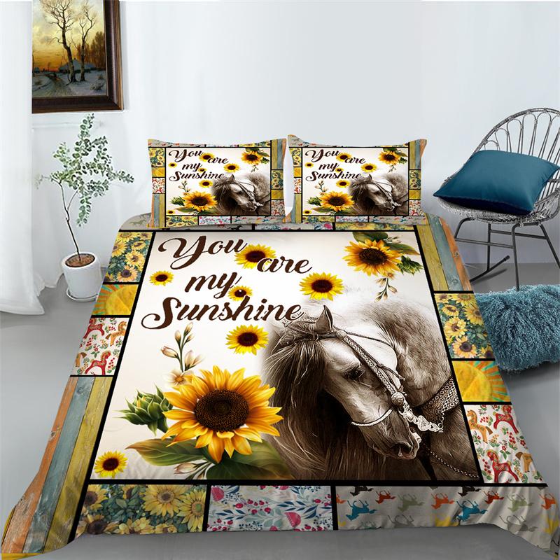 

Комплект пододеяльников с животными, комплект с лошадью и 3D принтом, королева, один размер, мягкий домашний текстиль, роскошное постельное белье для детей-подростков EU Double 200x200cm