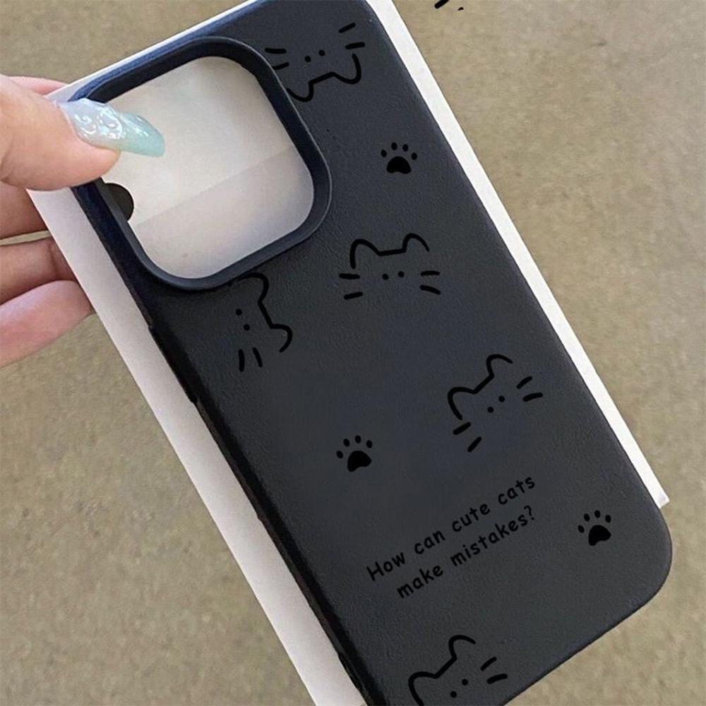 

Чехол для телефона iPhone 11 13 XR XS Max, чехол для iPhone 12 14 15 16 Pro Max 12 Pro 15 Plus, кожаный, окрашенный, водонепроницаемый, устойчивый к падениям и износу, мультяшный iPhone 11 чёрный