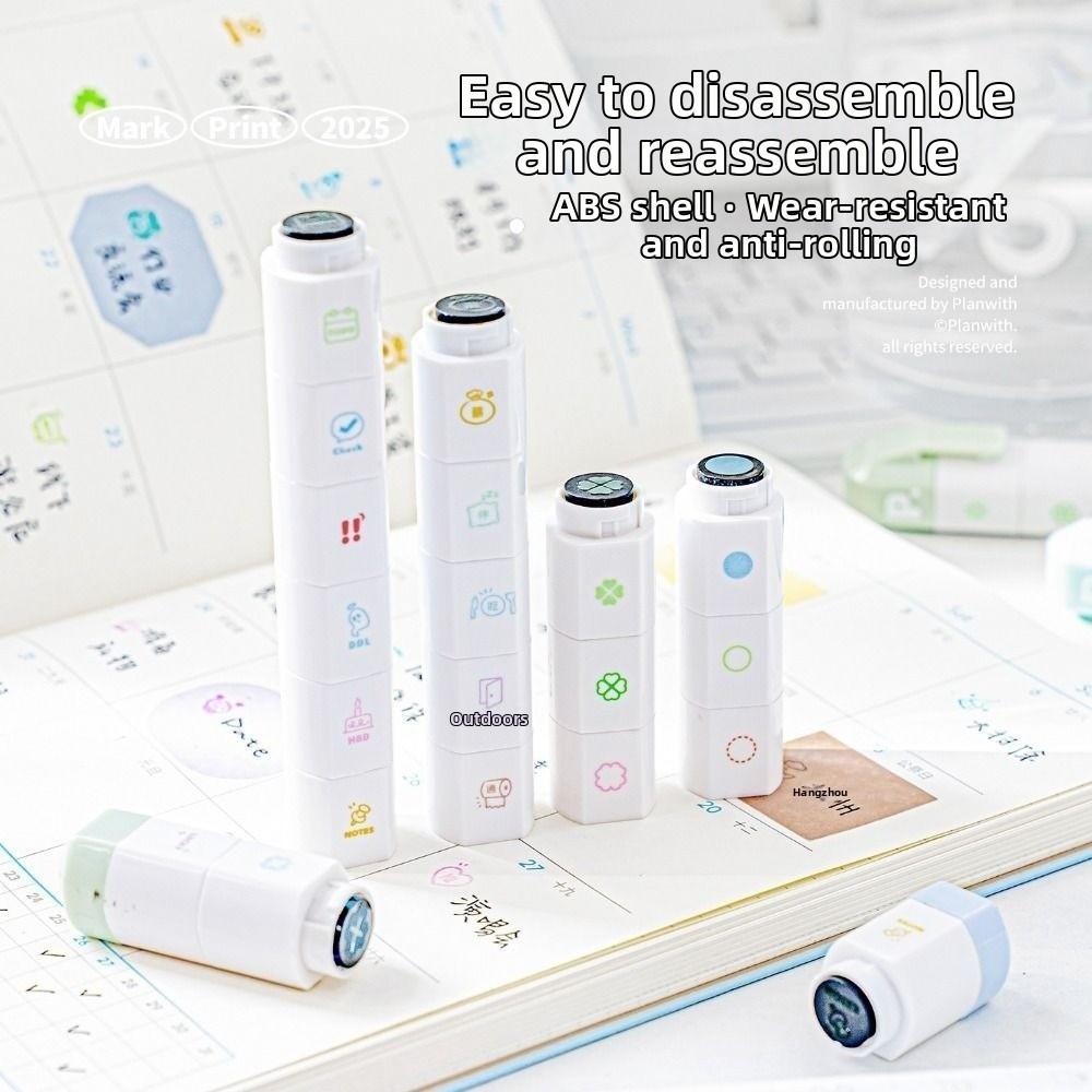 Cute Cartoon To Do List Journal Stamp Self-ink 6 Patterns Seal Pen Detachable Portable Diary Seal Kids Gift School Stationery
