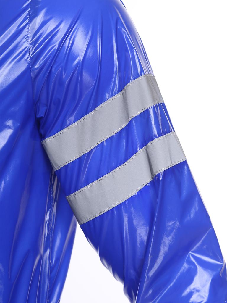 Pánské vysoce viditelné reflexní montérky, voděodolné, se zapínáním na zip vpředu, s dlouhým rukávem, elastickým pasem, s kapucí