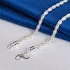 Charm 925 Sterling Silver Accessories Men 4MM 40-60cm 2PCS Rope Chain Necklace Bracelet Women Fashion Wedding Gift Jewelry