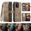 Biznesowe etui z klapką ze skóry dla Samsung Galaxy A56 A36 A16 A55 A35 A25 A15 A54 A34 A14 A53 A33 A13 A52 Portfel na zamek błyskawiczny Pokrowiec na karty