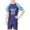 Boys Swimwear Set Short Sleeve Rash Guard Top Matching Trunks Hat Beach Swim Outfit