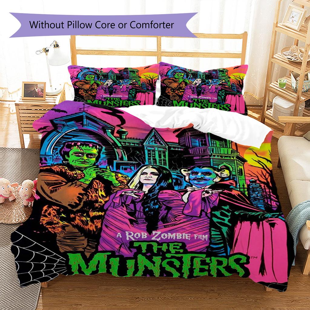 The Munsters Pattern Bedding Set Quilt Cover Pillowcase Home Decor Gift (1 * duvet cover + 2 * pillowcase, without core)
