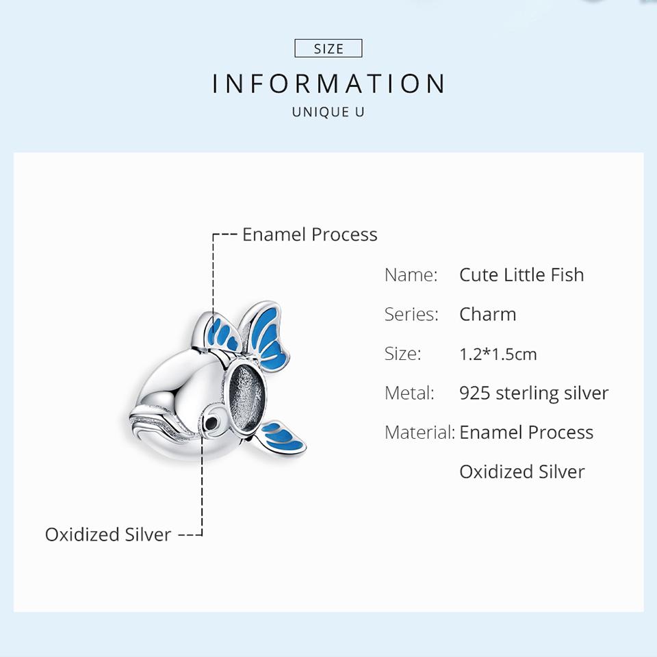 Bamoer Autentické stříbro 925 ze série Ocean of Joy Silve Beadss Charm pro originální náramek