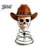 Creative Holiday Tree Topper Gothic Skull with Cowboy Hat Vintage Western Dark Retro Christmas Decor Skeleton Ornament for Halloween Spooky