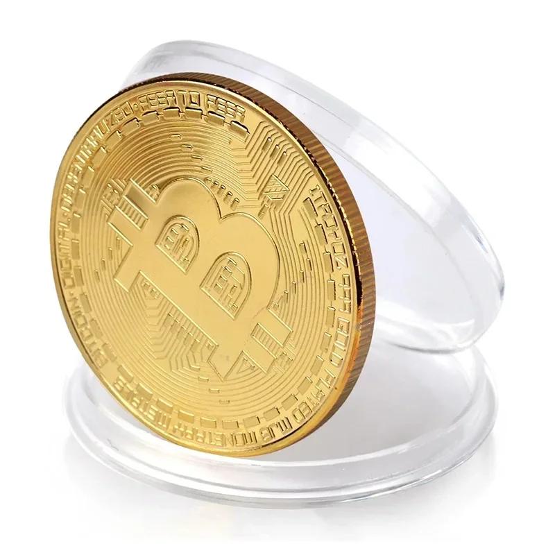 1 sztuka Kreatywny Pamiątkowy Pozłacany Moneta Bitcoin Fizyczny Złoty Kolekcjonerski Moneta BTC Kolekcja Sztuki Fizyczny Pamiątkowy Prezent