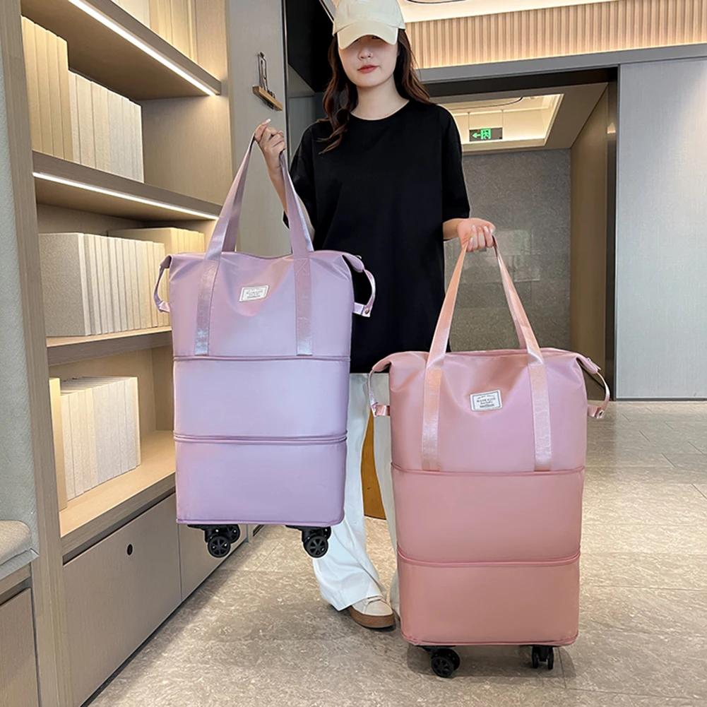 Travel Bag with Wheels Expansion Bag Women Shoulder Bag Quality Casual Handbag Large Duffle Bag Female Fashion New Luggage Bag