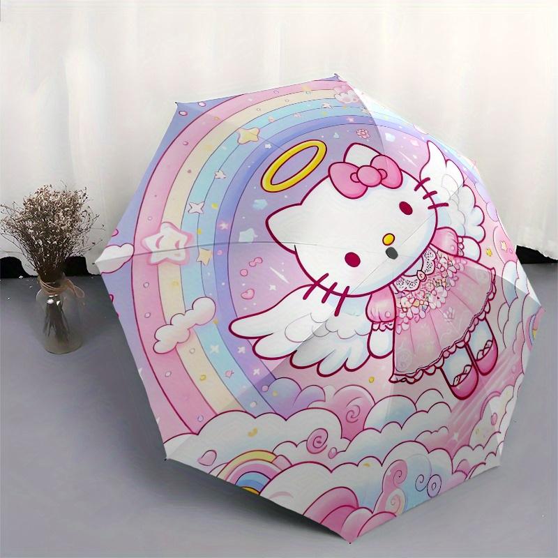 Hello Kitty,Angelic Automatic Folding Umbrella-Simple 8-Rib Design, Bright Cartoon Pattern, Durable Iron Frame, Suitable For Travel, Outdoor