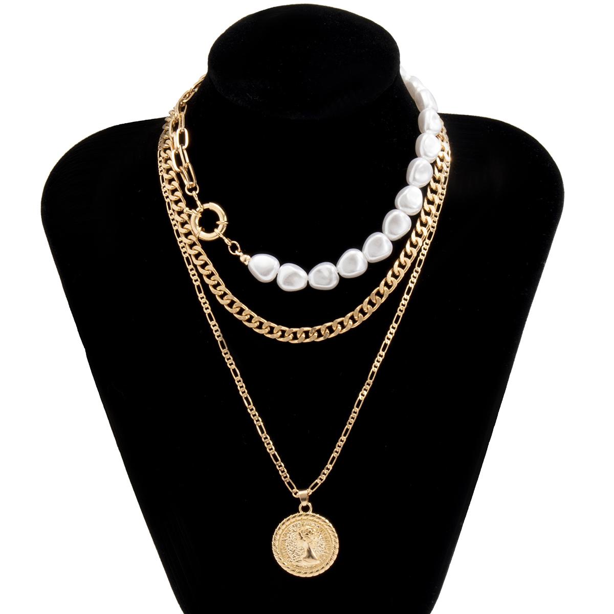 

Thick Chains with Coin Pendant Necklace Set for Women Layered Imitation Pearl Choker Colar Fashion 2026 Neck Jewelry Accessories