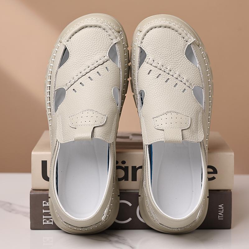 Fashion Handmade Summer Man Sandals Versatile Leather Beach Shoes Lightweight Mens Casual Shoes Outdoor Walking Sandals Outdoor Sandaly