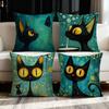Green Black Cat Pattern Digital Printing Pillow Cover Short Plush Suitable Living Rooms Bedrooms Sofas Throw Cushion Cover