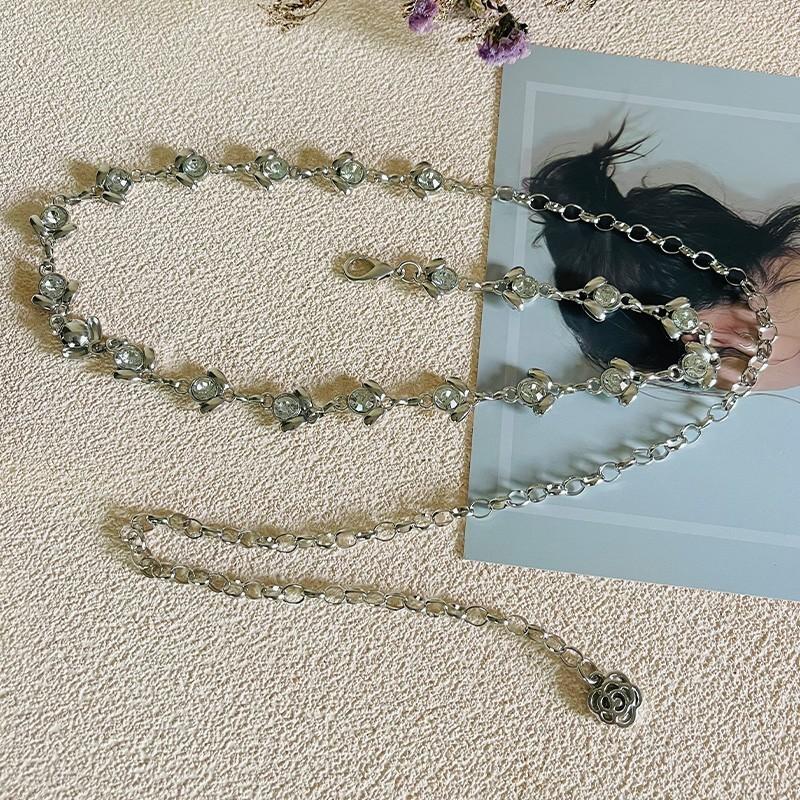 Metal Crystal Waist Chain For Women With Water Diamond Embellishments For Summer Fashion Accessory