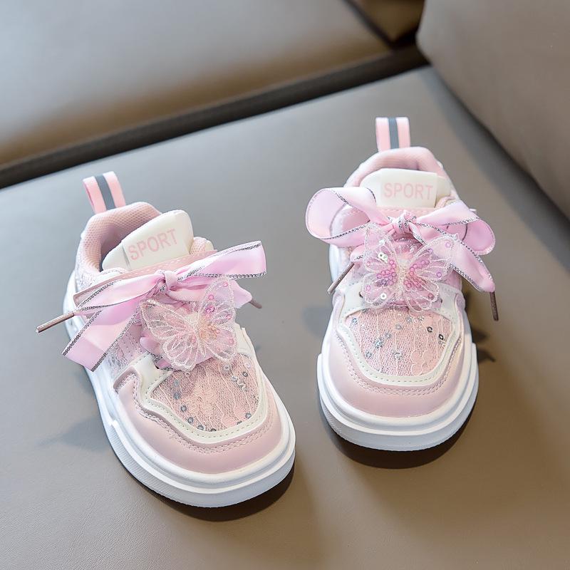 Girls' Bowknot Skate Shoes - Stylish Spring & Autumn Casual Sneakers for Little & Medium Children