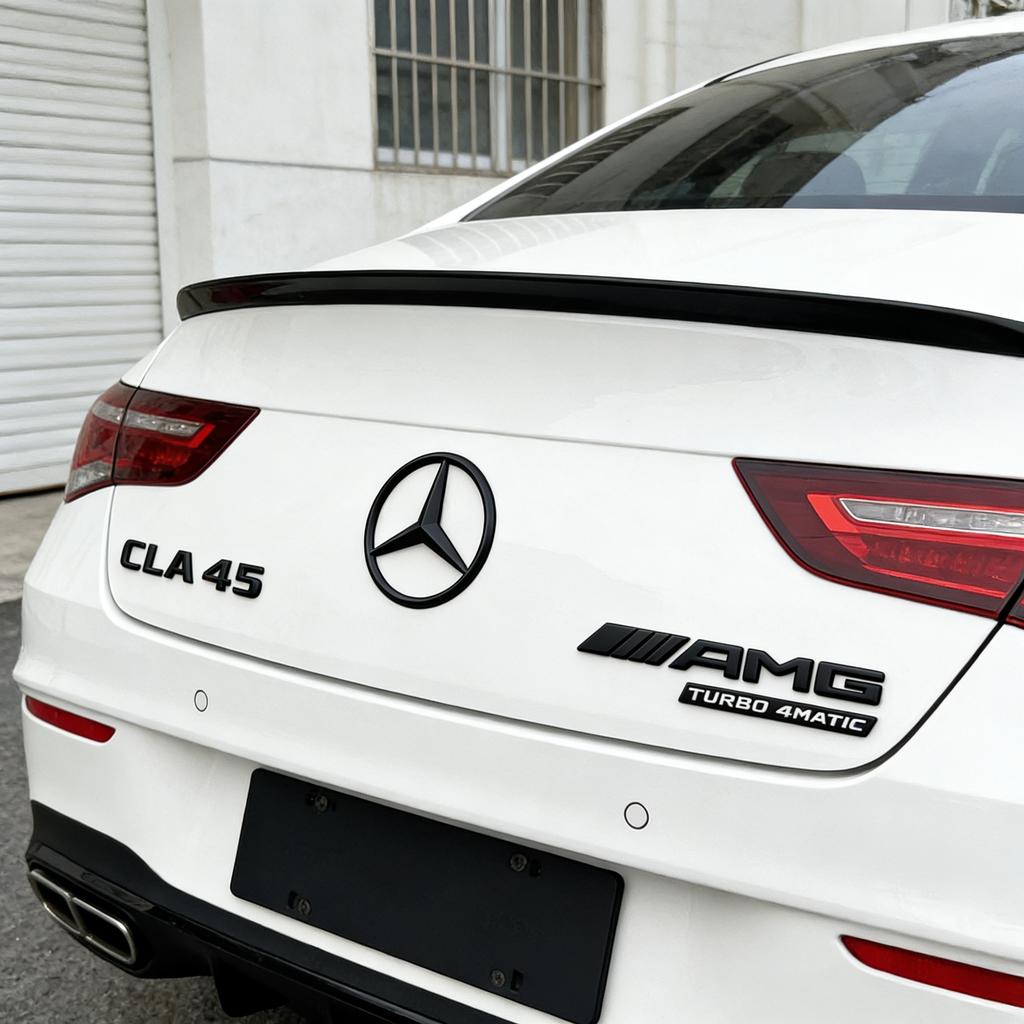 3D Black CLA45 TURBO 4MATIC AMG Badge Rear Trunk Star Sticker Emblem Fit Mercedes Benz CLA45 AMG W117 Parts FG1