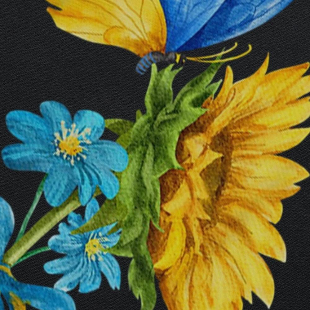 Sonnenblume Ukraine Flagge Schmetterling Ukrainische Flagge T-Shirt Herren Kurzarm Lässig Baumwolle O-Ausschnitt Sommer Kurzarm T-Shirts