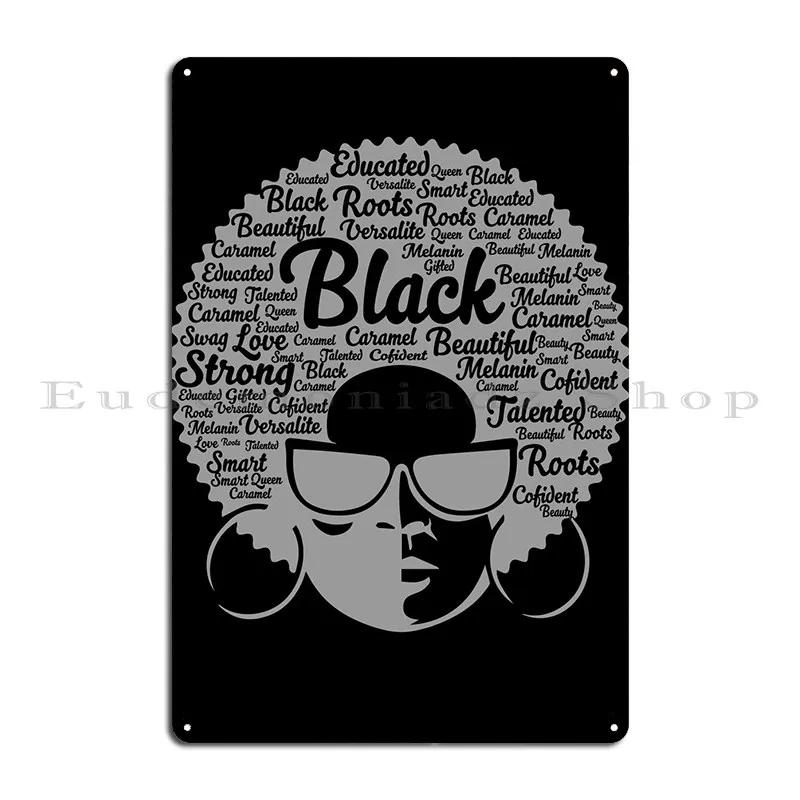 Black Afro Woman Metal Plaque Classic Painting Create Decoration Club Bar Tin Sign Poster