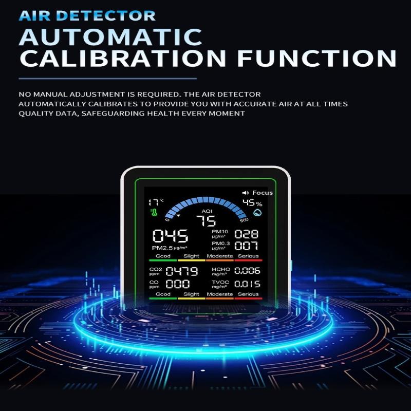 10-i-1 CO2 Luftkvalitetsdetektor PM0.3 PM1.0 PM2.5 PM10 HCHO TVOC Tester Temperatur- og Fugtighedsmåler Kuldioxidmonitor