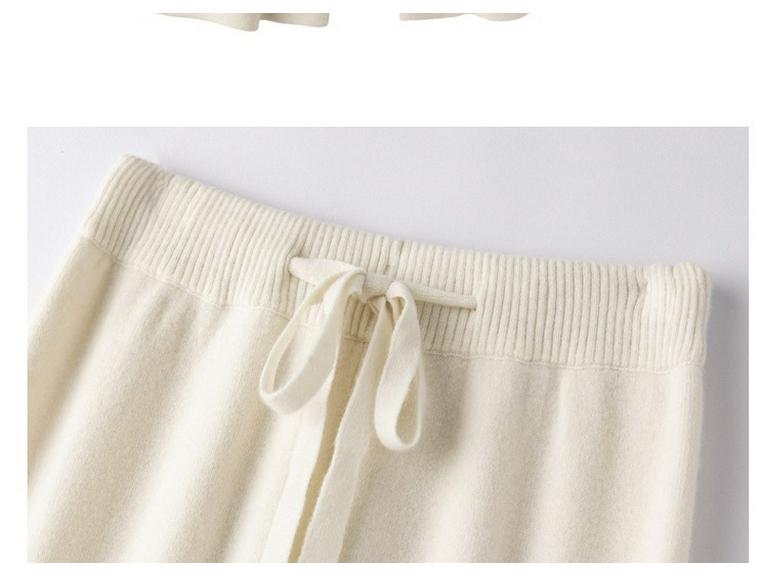 Australian Wool Wide Leg Pants - Women's Autumn/Winter Straight Leg Cashmere Knit Floor-Length Trousers