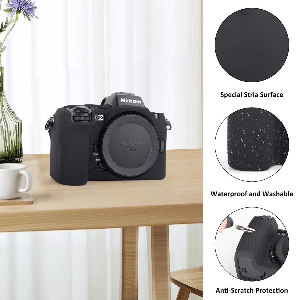 kinokoo Z50ii Nikon Z50ii Silicone Case for Nikon Z50 II Digital Soft Silicone Cover with Hand Grip Design Case, Camera, - Anti-Slip &