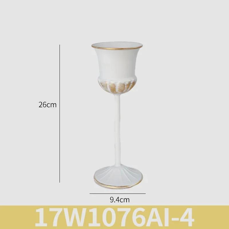 European White Iron Art Vase Florist Tall Cup Shape Flower Vase Arrangement Ornament Hotel Banquet Party Desktop Decoration