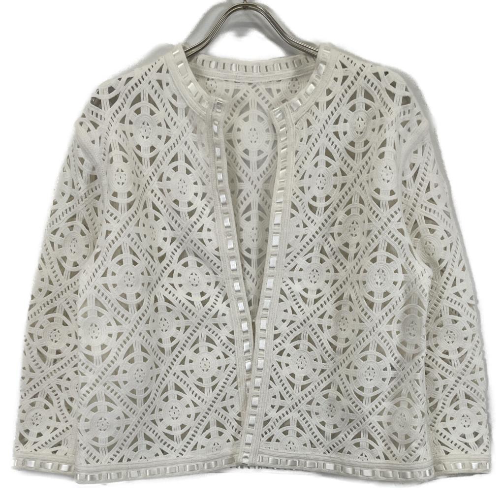 BALLSEY 24 White Circle Motif Embroidery Crew Neck Jacket Jacket 36 whiteUsed