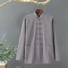 Men's Retro Chinese Cotton-Linen Stand Collar Long-Sleeve Shirt