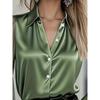 Spring and Autumn New Style Satin Shirt Women's Long-sleeved Lapel Solid Color Temperament Commuter Fashion Top