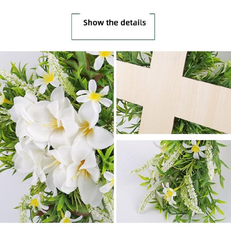 Easter Wreath Cross Door Sign Christian Floral Easter Decor for Front Door Porch