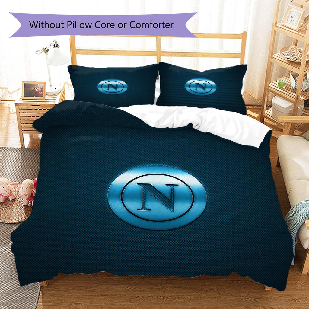 SSC Napoli Pattern Bedding,Quilt Set Quilt Cover Pillowcase Home Birthday Gift(1 * duvet cover + 2 * pillowcase, without core)