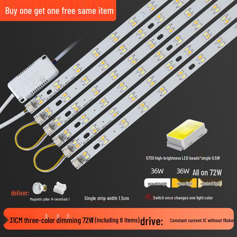 Three-Color LED Strip Light Panel for Living Room Ceiling