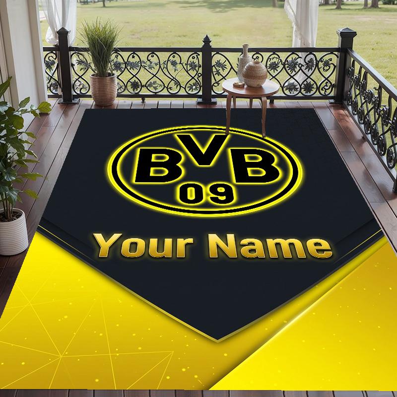 Custom Text Printed Rug Borussia Dortmund Non Slip Floor Carpet For Home Room Decor