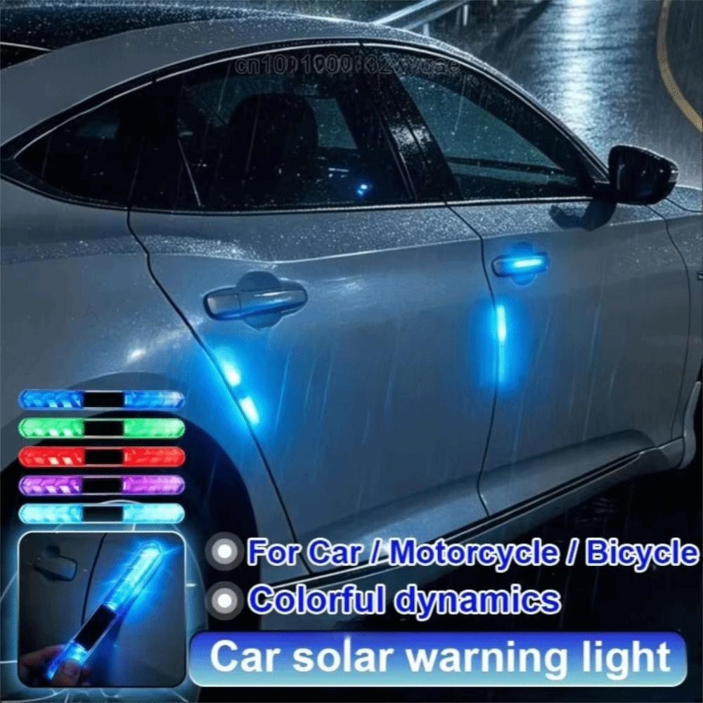 Colorful Dynamic Solar LED Strobe Flash Light LED Flashing Door Handle Protector  Motorcycle Use