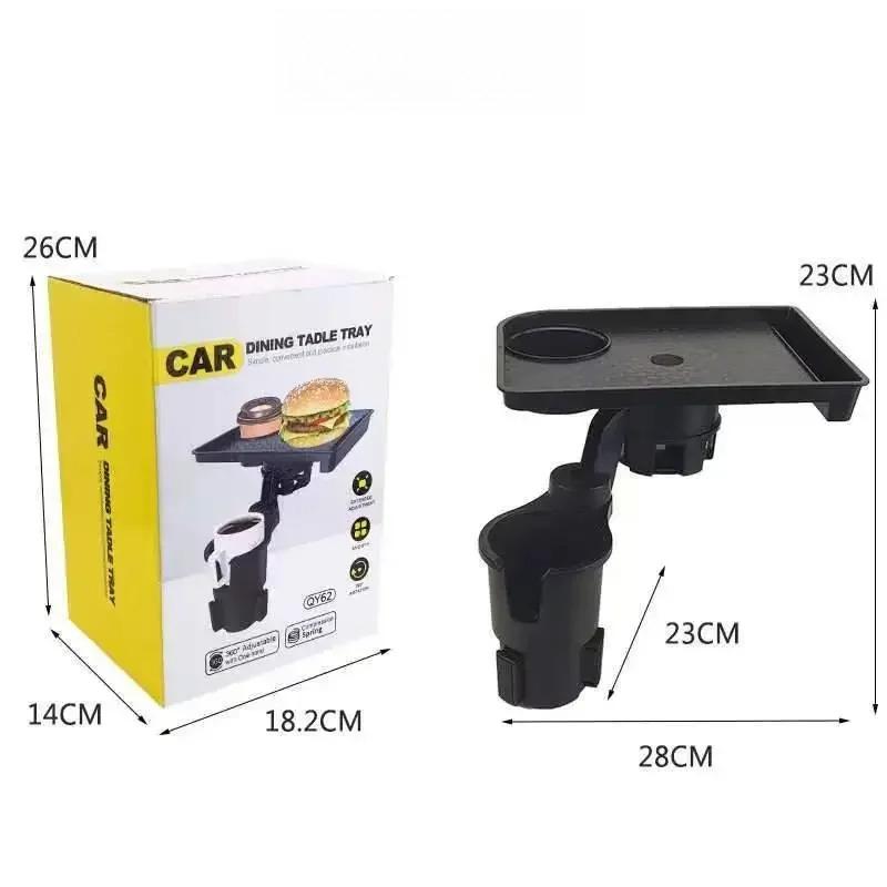 Universal Car Cup Holder Organizer Tray, 2-in-1 Adjustable Drink & Snack Stand for Vehicle Dining, Non-Slip Auto Console Insert