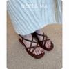 Leather Version~ Sandals Women's Thick Soles Are Beautiful and Not Tiring, Summer with Skirts and Cross-strapped Shoes