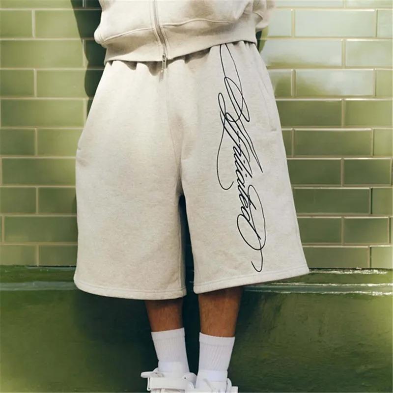 Amerikanische Stickerei Shorts Herren Y2K Retro Lässig High Street Trendig Hohe Taille Übertrieben Gerade Lässige Shorts