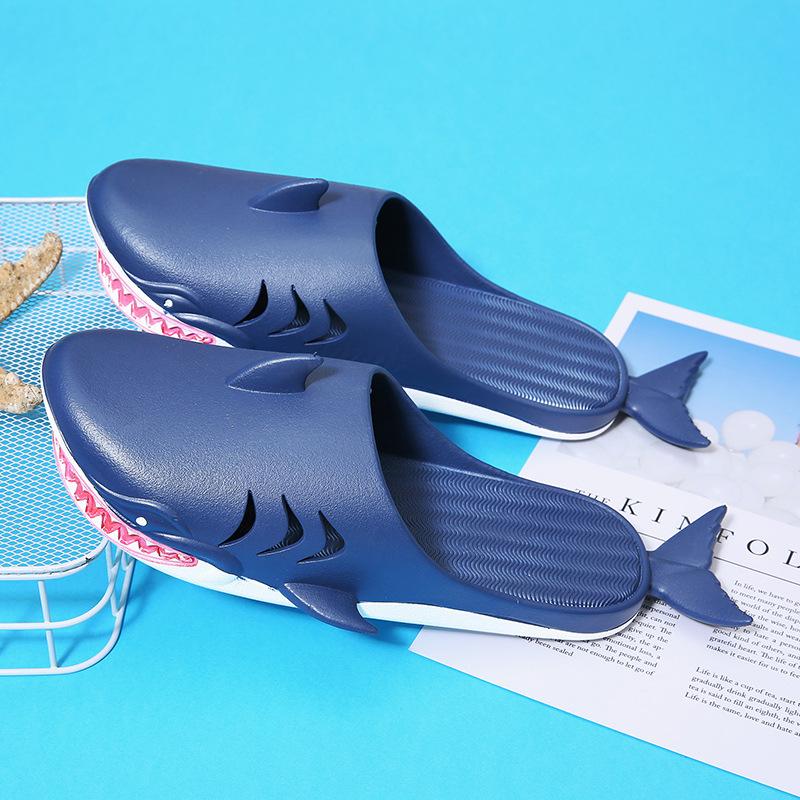 Fashion Men Slippers Cute Shark Slides 2024 Summer Home Non-slip Couples Outdoor Beach Slippers Indoor Flip Flops Women PVC Funny Shoes