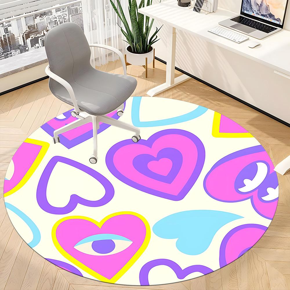 1pc Heartbeat Office Round Rug, Non-slip, Soft and Durable Office Rug for Interior Decoration, Perfect for Office, Beautiful Decoration yy260323021
