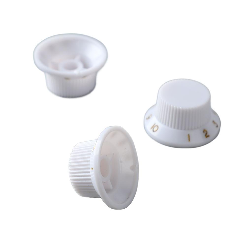 3PCS Potentiometer Rotary Knobs Tone Volume Control Knob Replacement for Electric Guitar Bass White Knob Gold Lettering