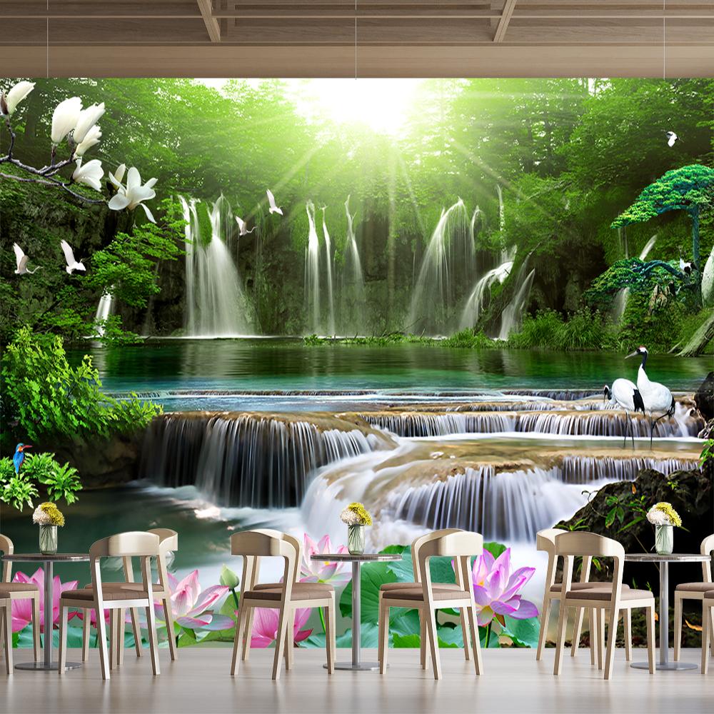Forest Wallpaper Waterfalls Mural Nature Landscape Wall Mural Bedroom Living Room Waterfall Wall Mural Decor