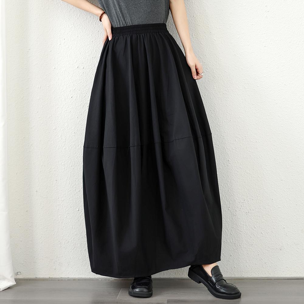 DIMANAF 2026 Sommer Strand Übergröße Langes Kleid Damen Elastischer Bund Locker Lässige Hose Unterteil Schwarz