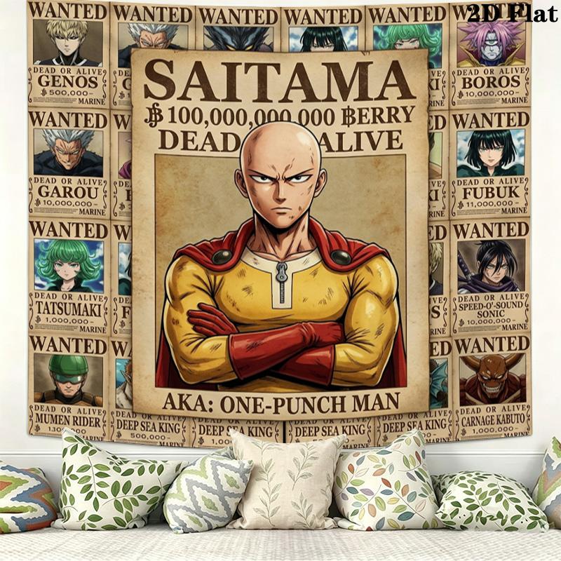 Onepunch Man Wall Tapestry Aesthetic Wall Hanging Printed Fabric Blanket Decorative Tapestries For Bedroom Living Room Home Decor