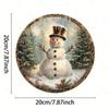 Retro Snowman Round Tin Sign 20x20cm Winter Xmas Wall Decor Home Cafe