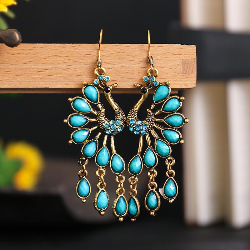 Theme Alloy Animal Earrings With Colorful Resin Stones For Fashion Ladies
