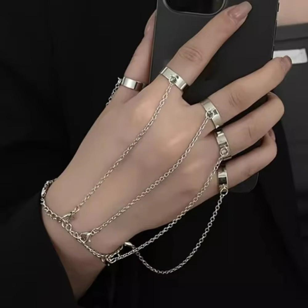 Detachable Wrist Bracelet Ring Gothic Open Chains Rings Trendy Punk Bracelet Ring  Unisex