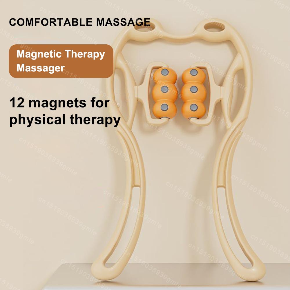 12 Magnetic Cervical Massager Neck Booster Hand-Held Physiotherapy Massage Roller Relax Muscles and Tendons Lengthen Leg Lines