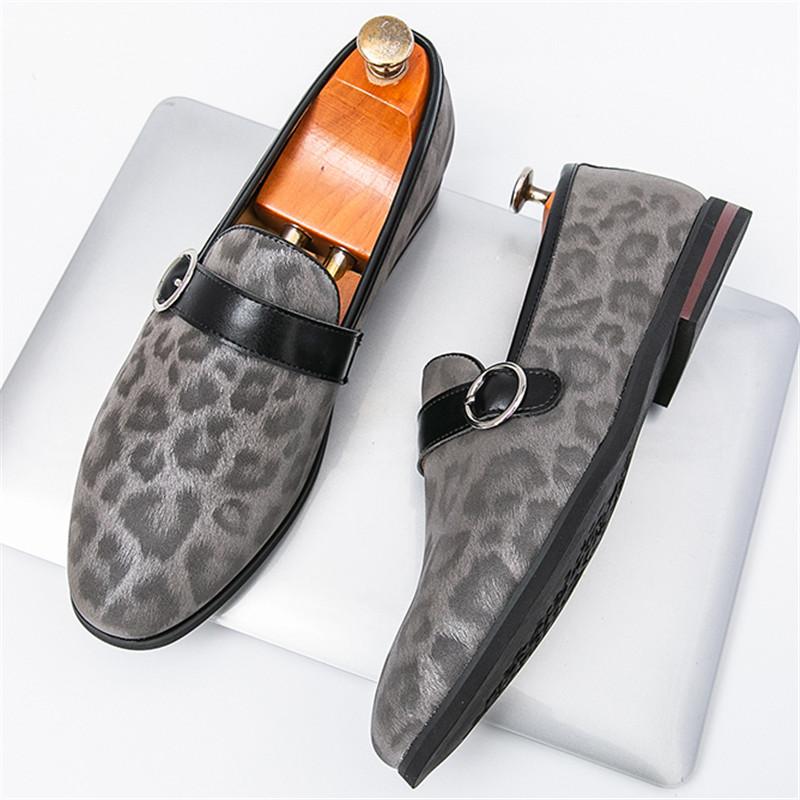 

Мода Роскошь Новый Дизайнер Мужские Остроносые Леопардовый Узор Свадебные Кожаные Туфли Мужские Повседневные Лоферы с Ремешком Монаха Формальная Обувь 38