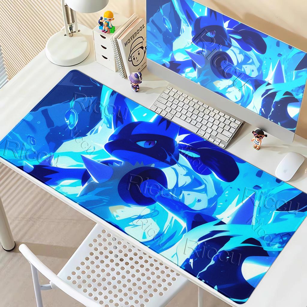 Mouse Pads Kawaii Anime Pokemon Lucario Pattern Carpet Computer Laptop Keyboard Professional Mats Office Gaming Accessories Rug