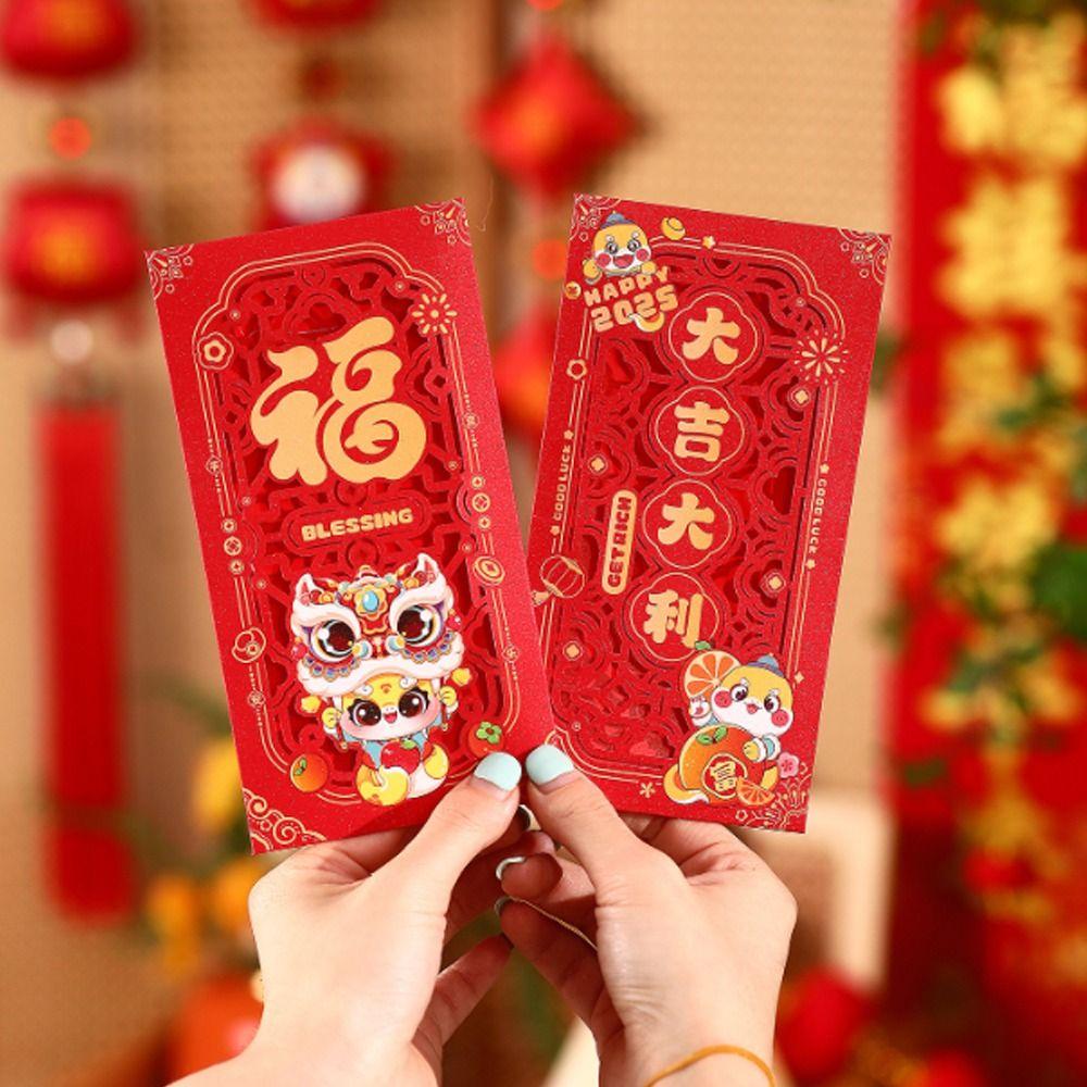 6pcs Paper New Year Red Pocket Traditional Lucky Money Bags Creative Money Packet Kids Gift